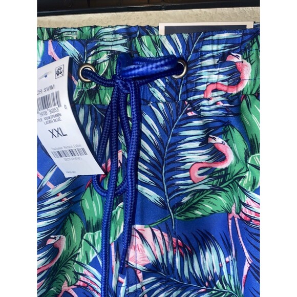 CLUB ROOM Men Tropical Flamingos Floral Swim Trunks Shorts 2XL XXL Hawaiian New - Picture 4 of 9